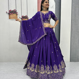 Shiny Chinon Embroidered Lehenga