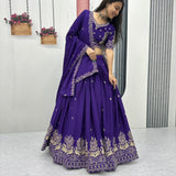 Shiny Chinon Embroidered Lehenga