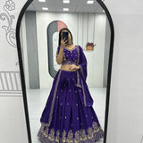 Shiny Chinon Embroidered Lehenga