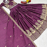 Shiny Chinon Embroidered Lehenga