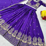 Shiny Chinon Embroidered Lehenga