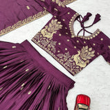 Shiny Chinon Embroidered Lehenga