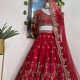 Maroon Bridal Embroidered Lehenga