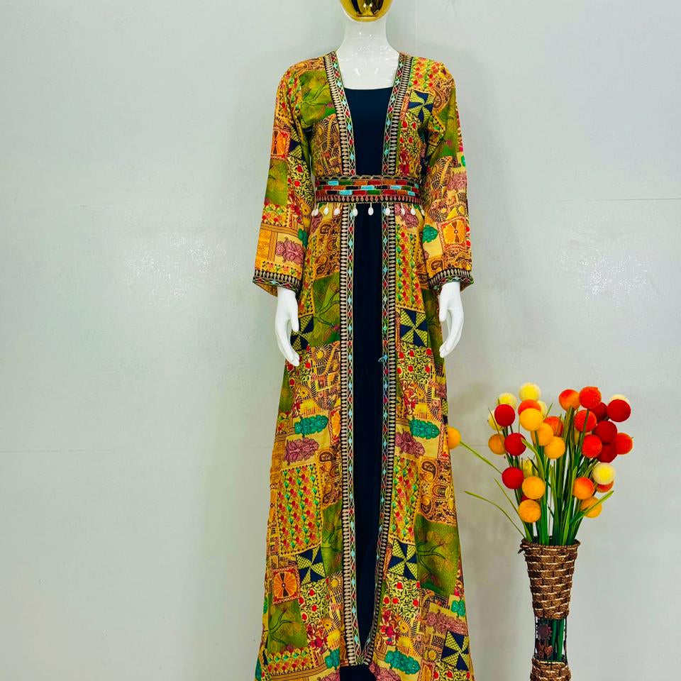 Classical Printed Crape Gown