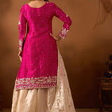 Pink Designer Silk Top Plazzo Set