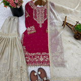 Pink Designer Silk Top Plazzo Set