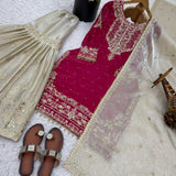 Pink Designer Silk Top Plazzo Set