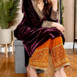Exclusive Wine Velvet Suit Set