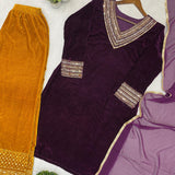 Exclusive Wine Velvet Suit Set