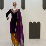 Exclusive Wine Velvet Suit Set