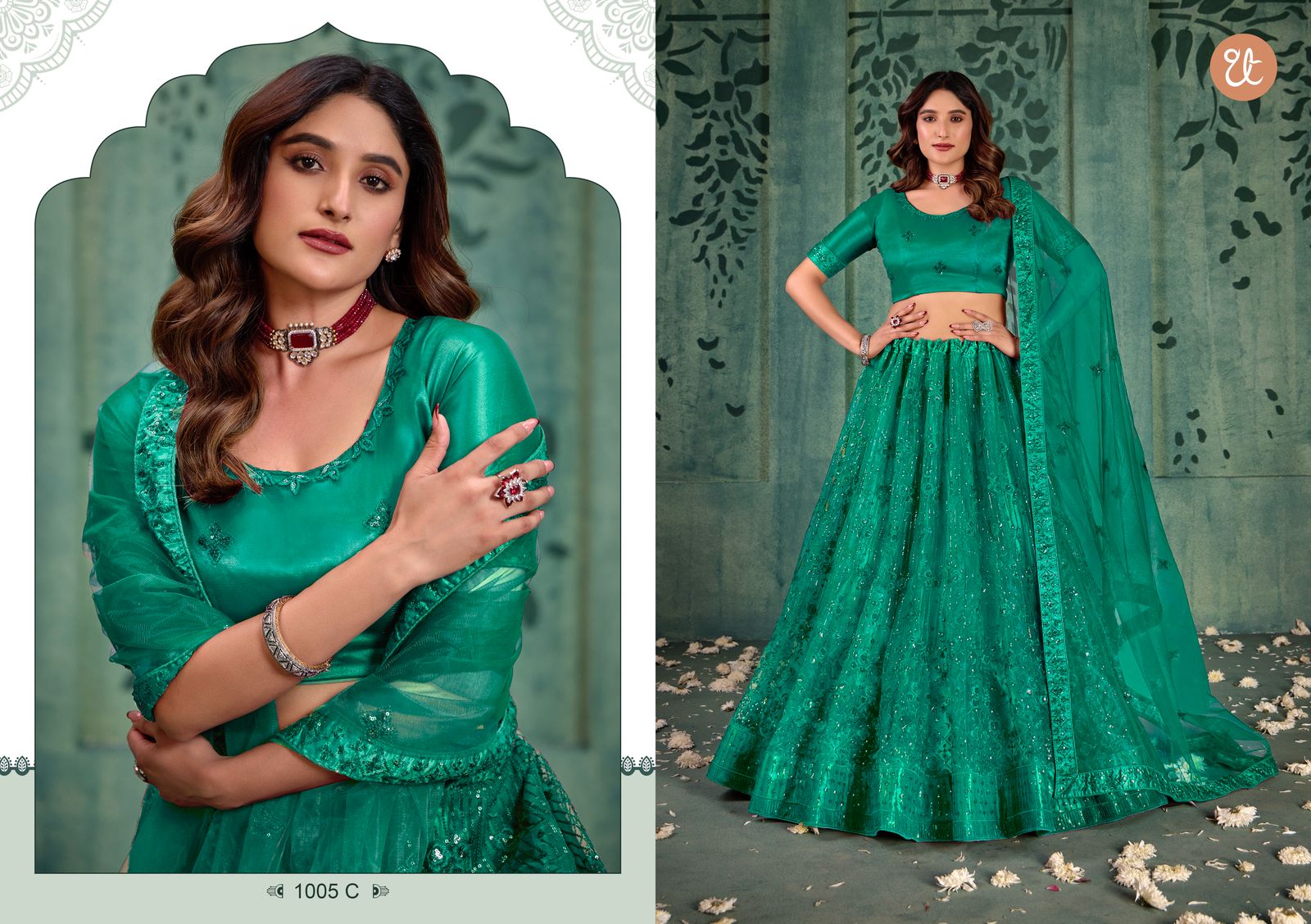 Stunning Net Embroidered Lehenga