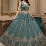 Adorn Bridal Peacock Embroidered Lehenga