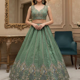 Adorn Bridal Peacock Embroidered Lehenga