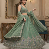 Adorn Bridal Peacock Embroidered Lehenga