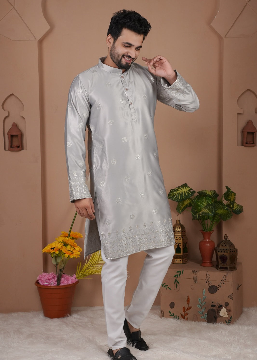 Mens Occasionally Silk Kurta Set