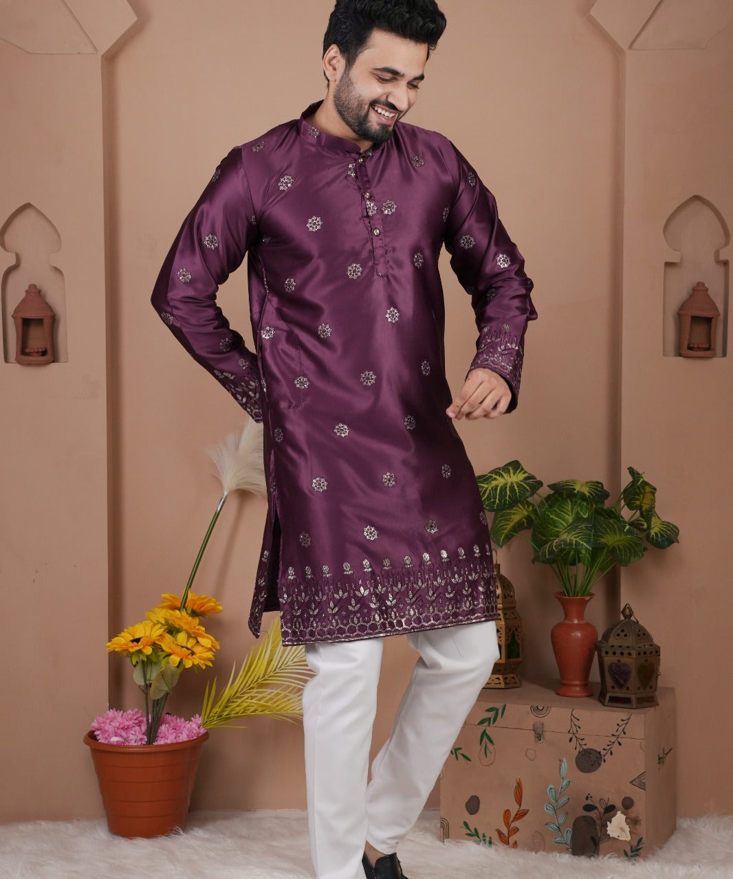 Mens Occasionally Silk Kurta Set