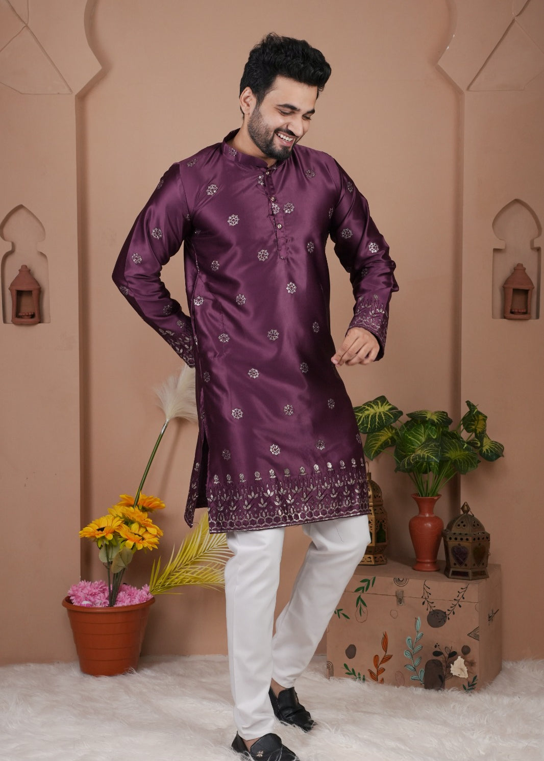 Mens Occasionally Silk Kurta Set