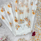 Stylish White Floral Print Gown