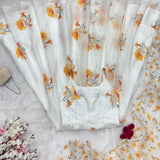 Stylish White Floral Print Gown