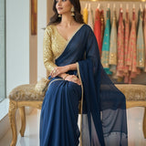 Dark Blue Georgette Saree