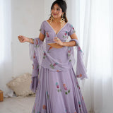 Flame Purple Printed Lehenga Choli