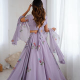 Flame Purple Printed Lehenga Choli