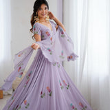 Flame Purple Printed Lehenga Choli