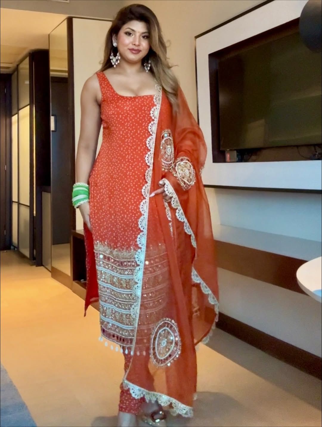 Desirable Bandhej Print Suit