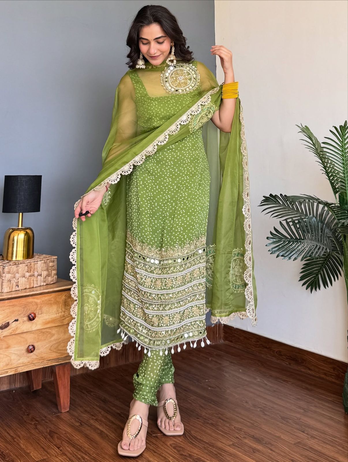Desirable Bandhej Print Suit