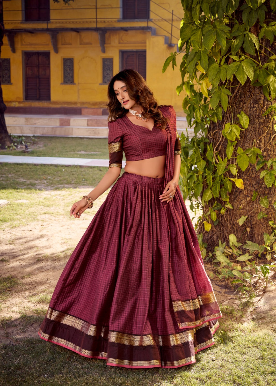 Swasthika Cotton Zari Woven Lehenga
