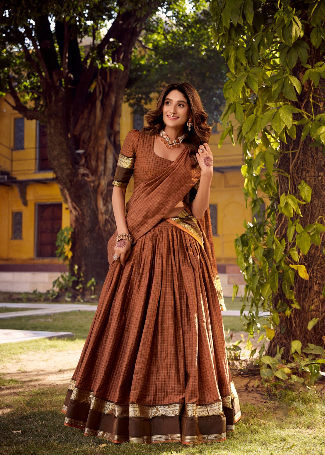 Swasthika Cotton Zari Woven Lehenga