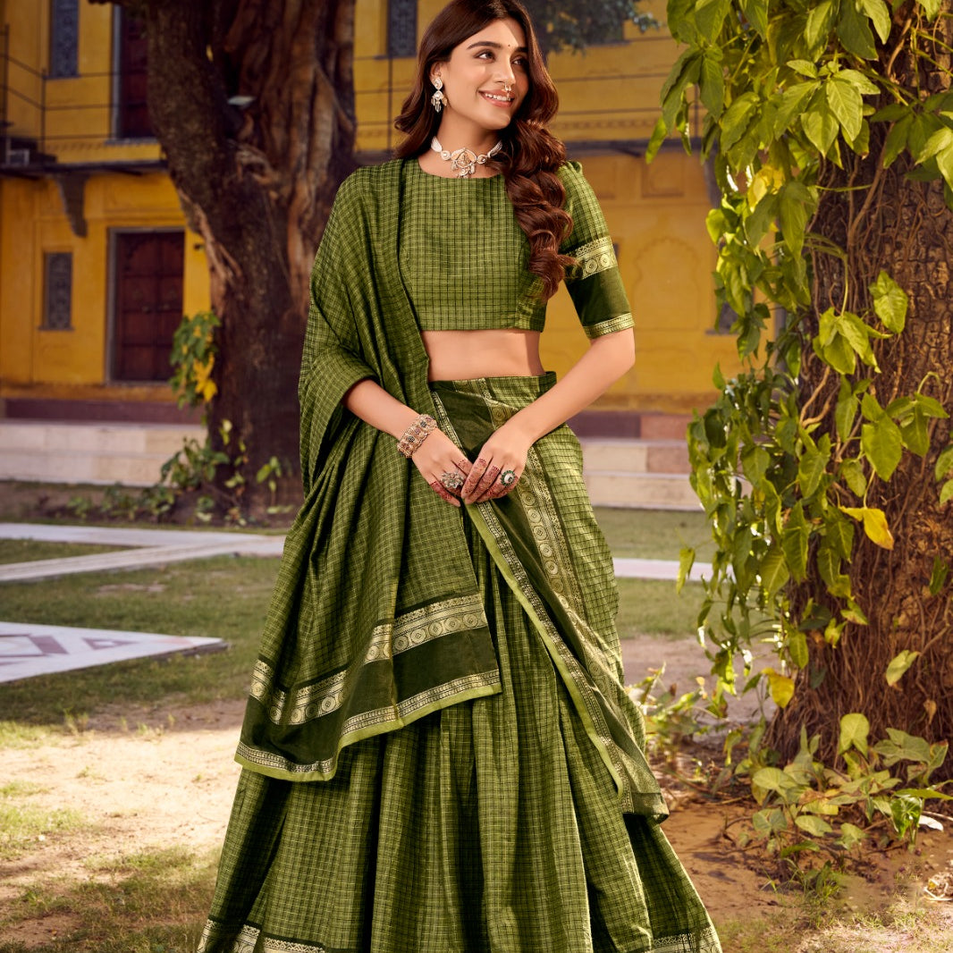 Swasthika Cotton Zari Woven Lehenga