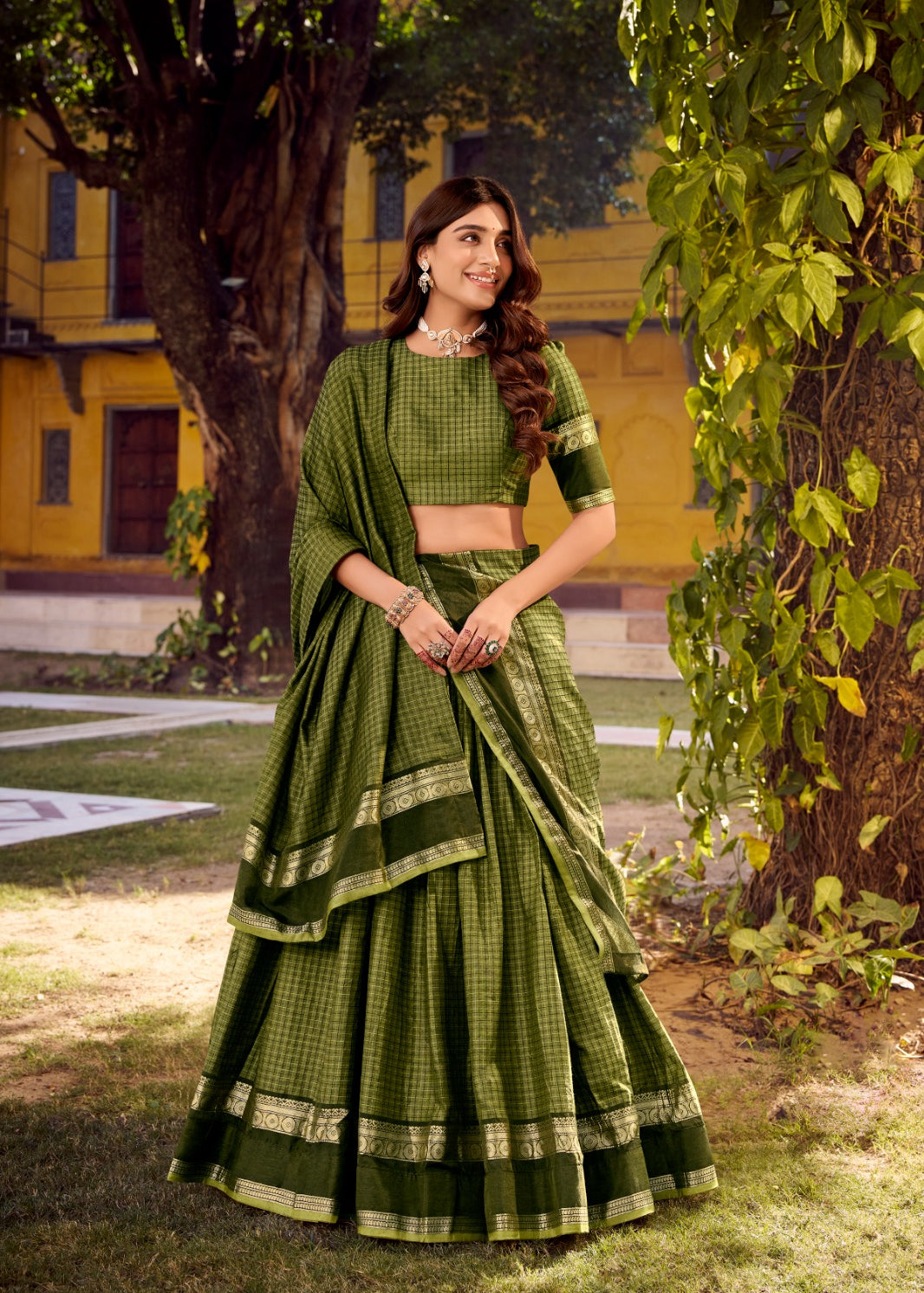Swasthika Cotton Zari Woven Lehenga