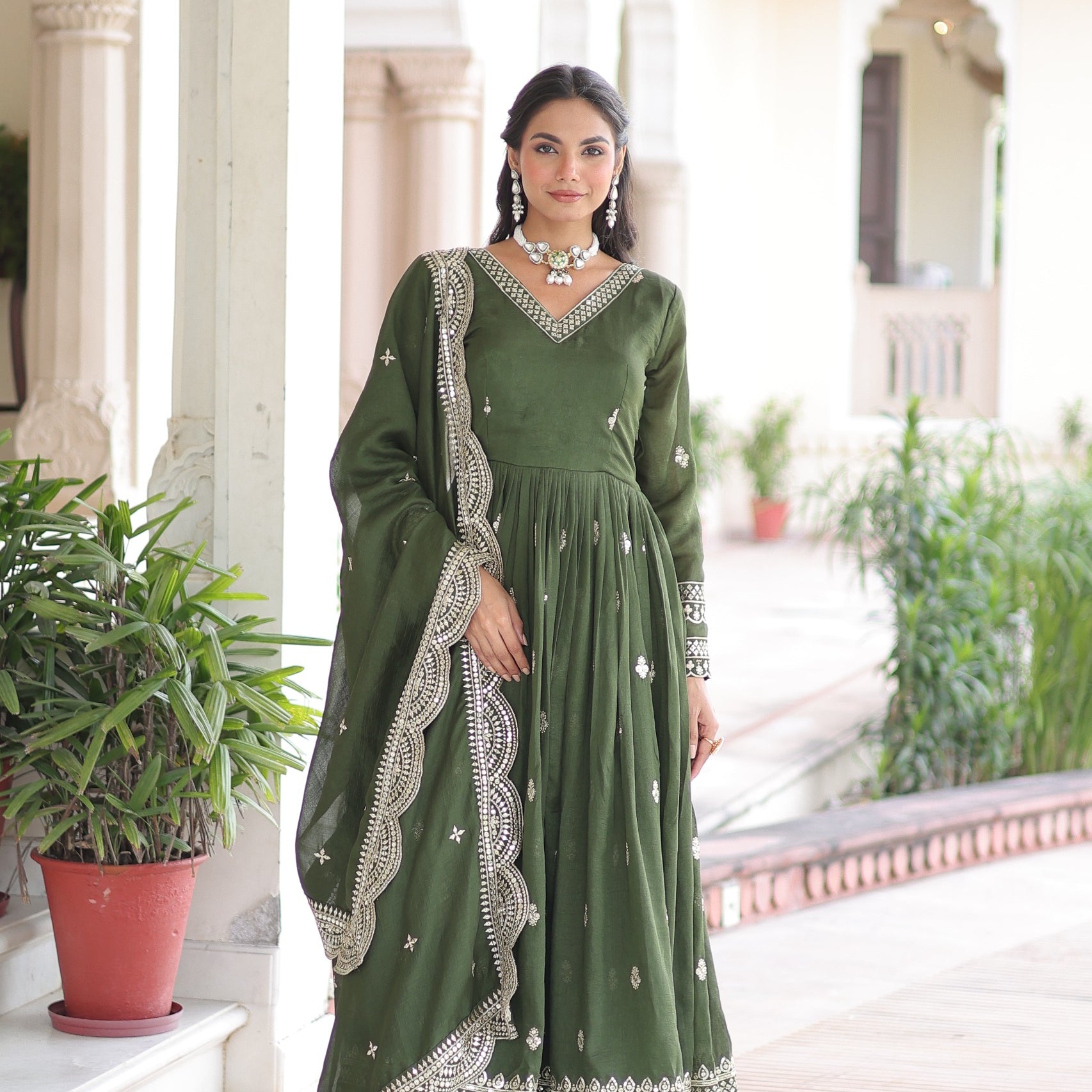 Designer Silk Embroidered Gown