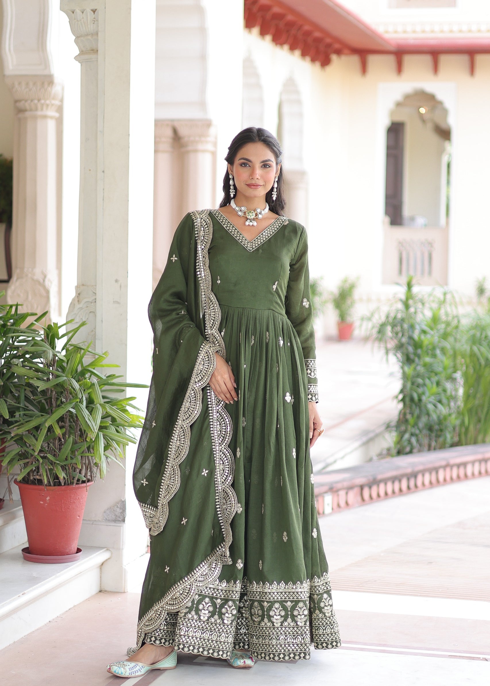 Designer Silk Embroidered Gown