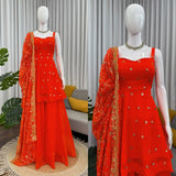 Fancy Orange Georgette Suit