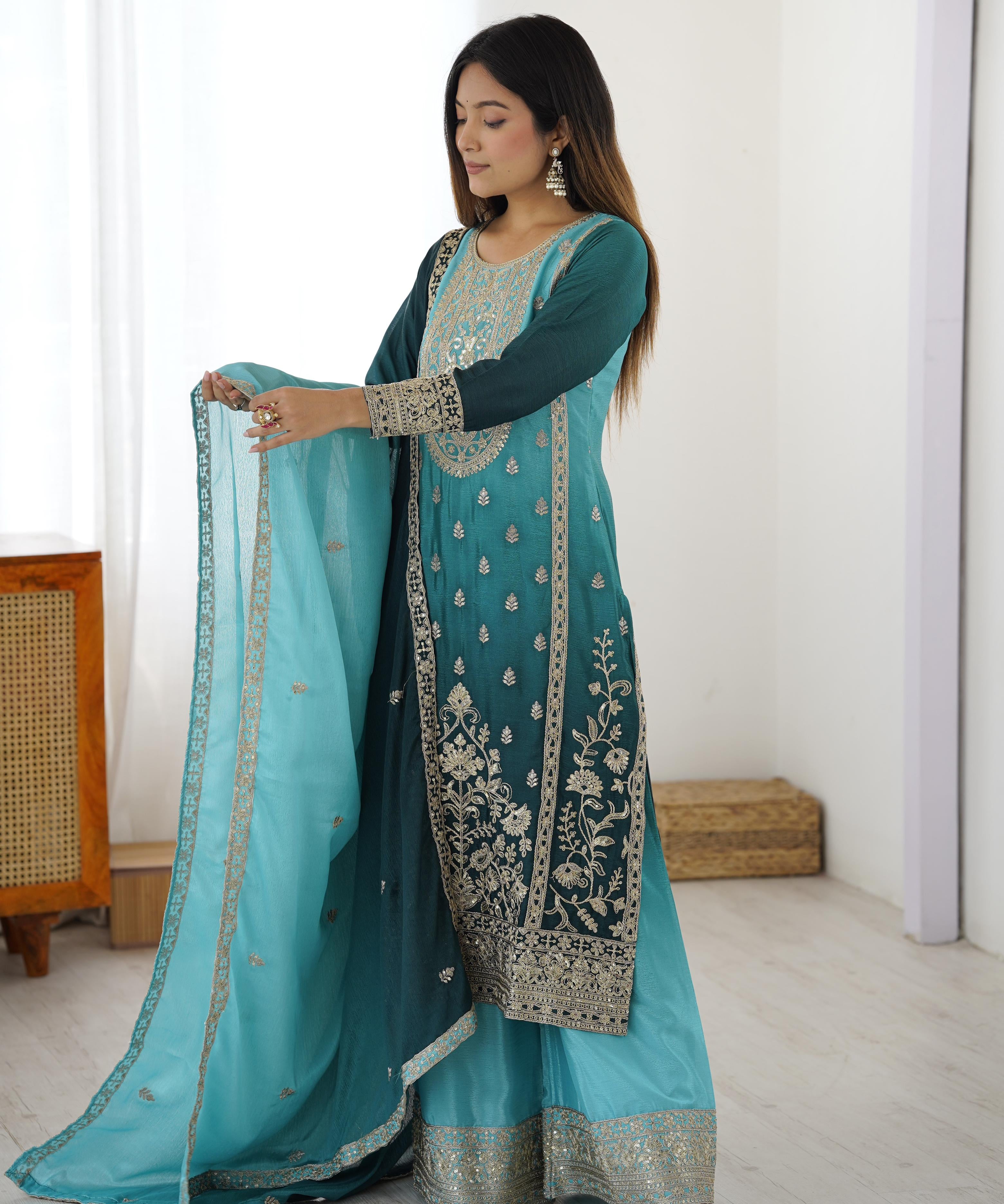 Premium Shaded Silk Suit