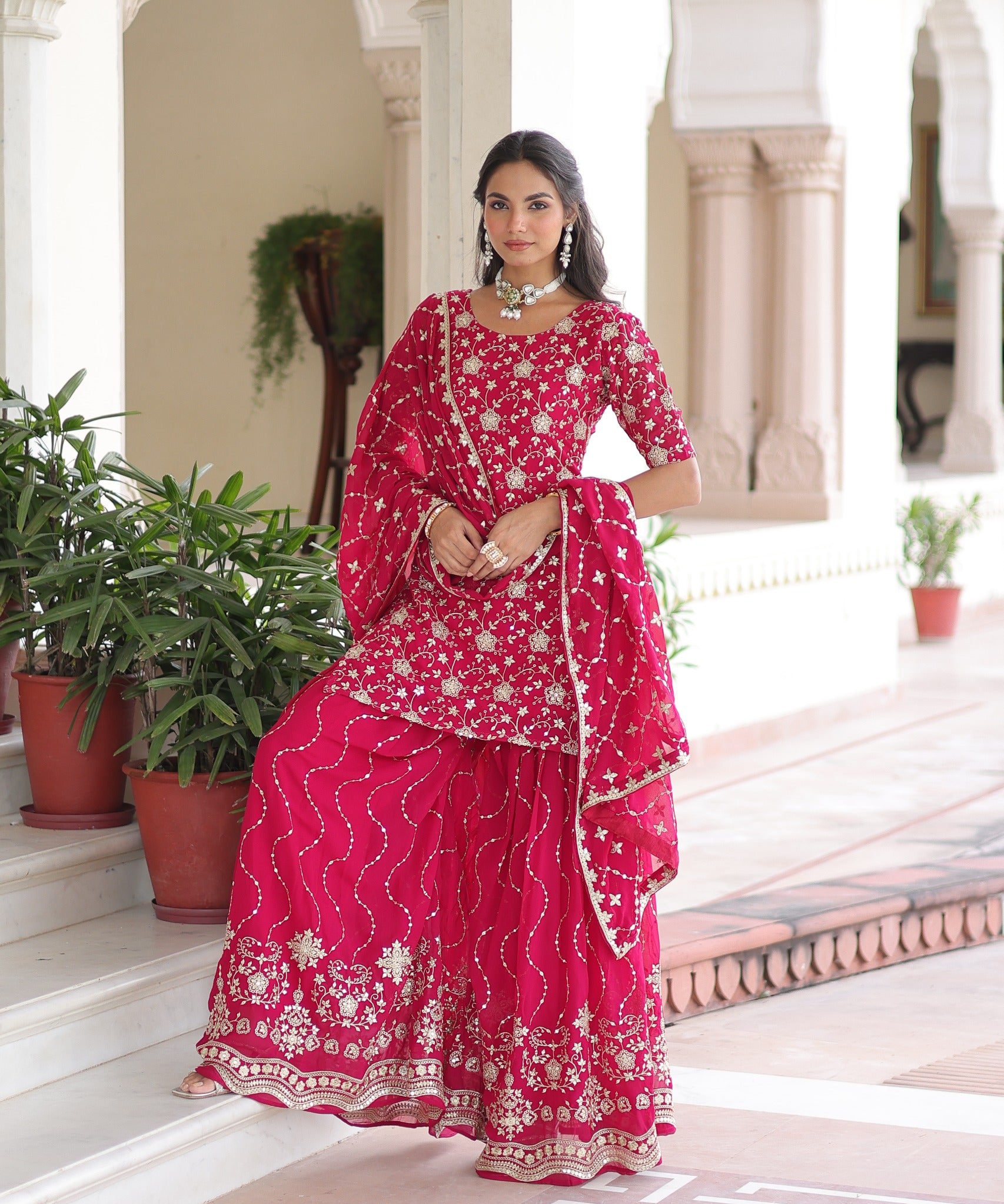 Premium Embroidered Top Sharara