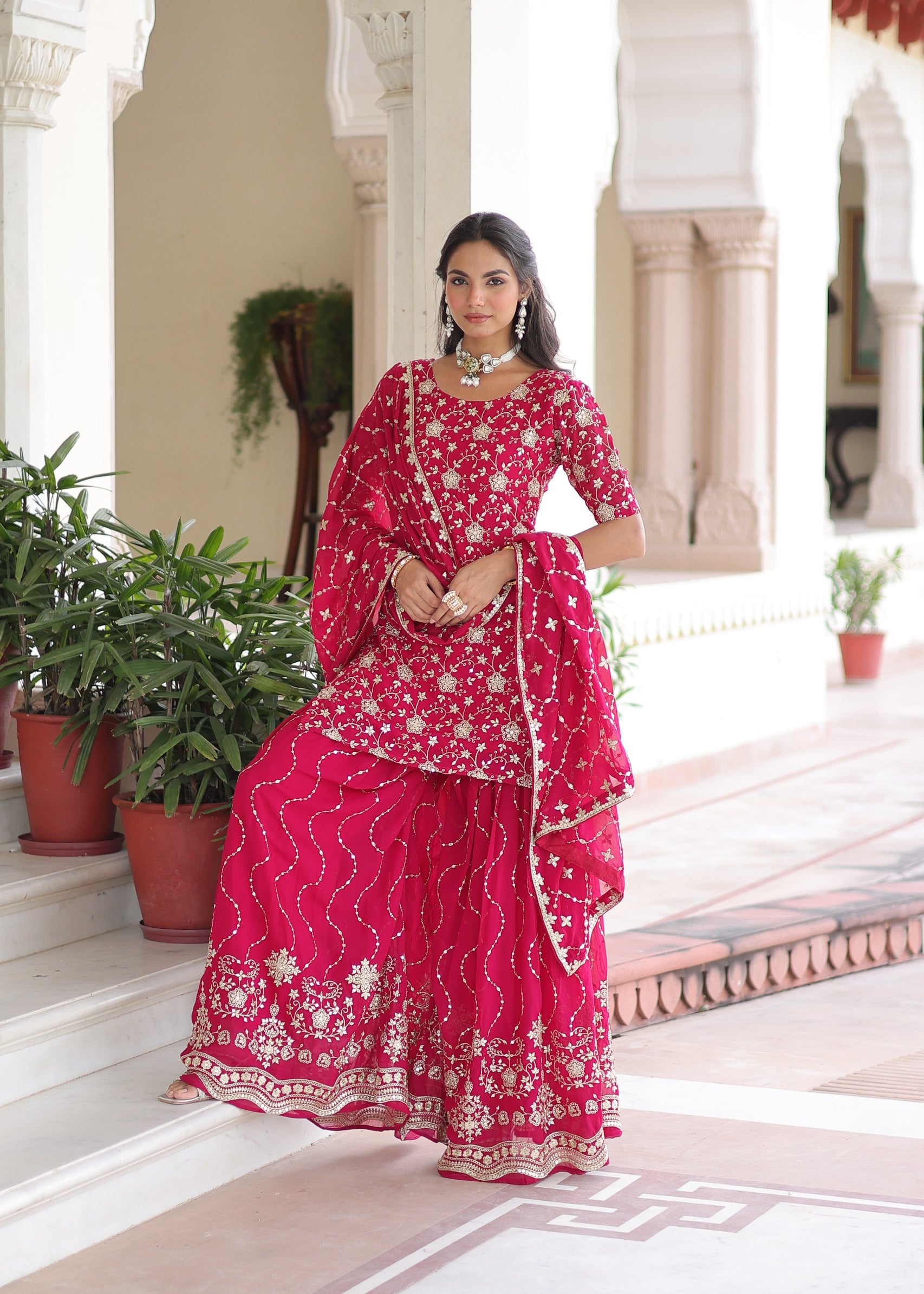 Premium Embroidered Top Sharara