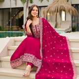 Attractive Pink Vichitra Suit
