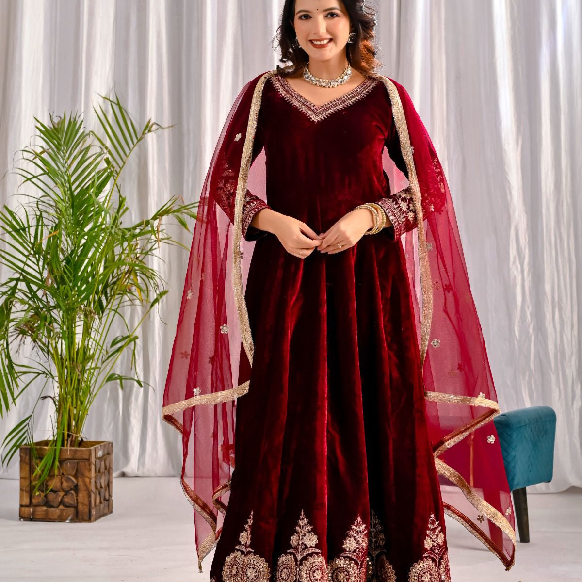 Designer Velvet Anarkali Gown