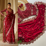 Blockbuster Mirror Work Saree