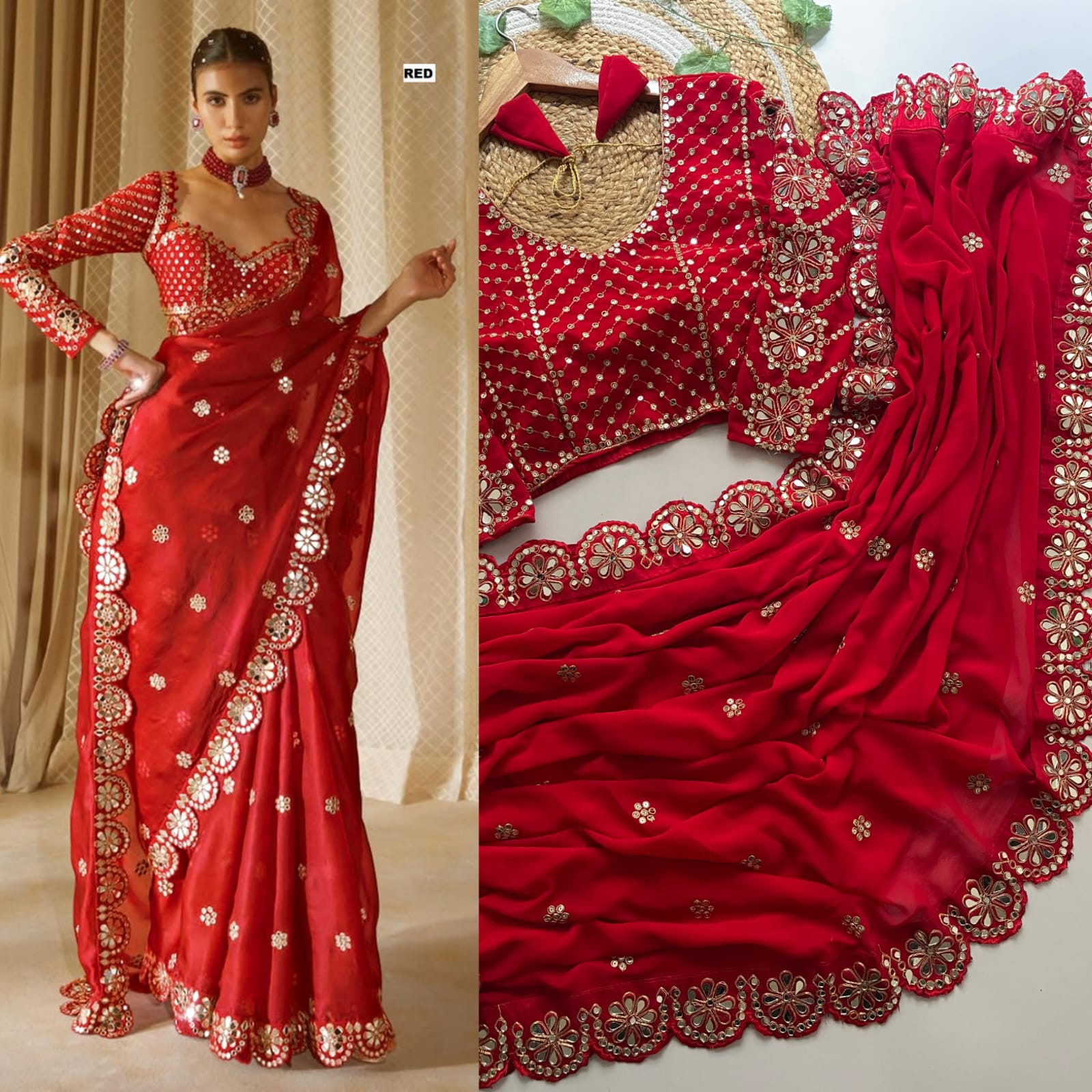 Blockbuster Mirror Work Saree