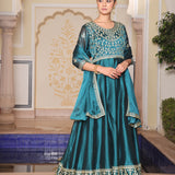 Shiny Rama Silk Anarkali Gown