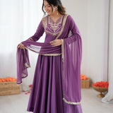Designer Roman Silk Anarkali Gown