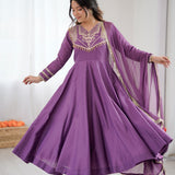 Designer Roman Silk Anarkali Gown
