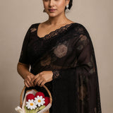 Black Berry Floral Print Saree