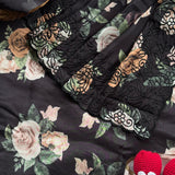Black Berry Floral Print Saree