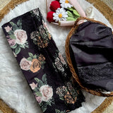 Black Berry Floral Print Saree