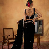 Classical Black Velvet Saree